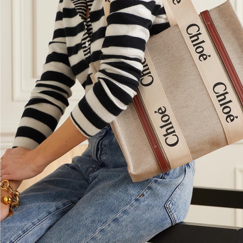 Chloe Medium Woody tote in tan and brown. Good used condition